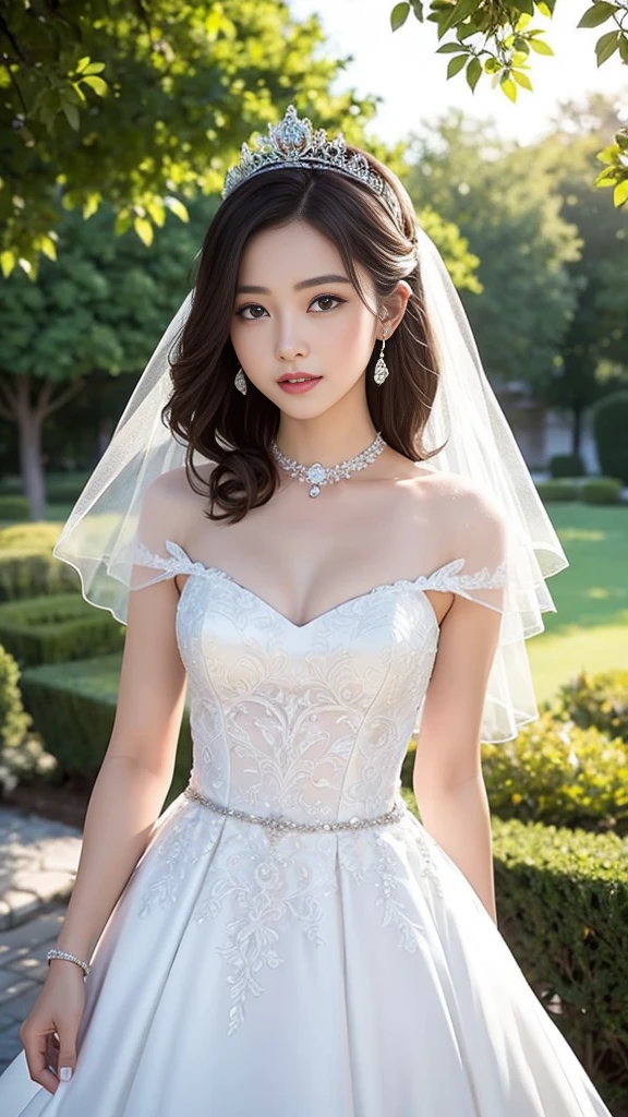 ((bestquality)), ((masterpiece)) Princess Wedding Dress, light rays, lens flare, Petals white., Long coated cat, foreign