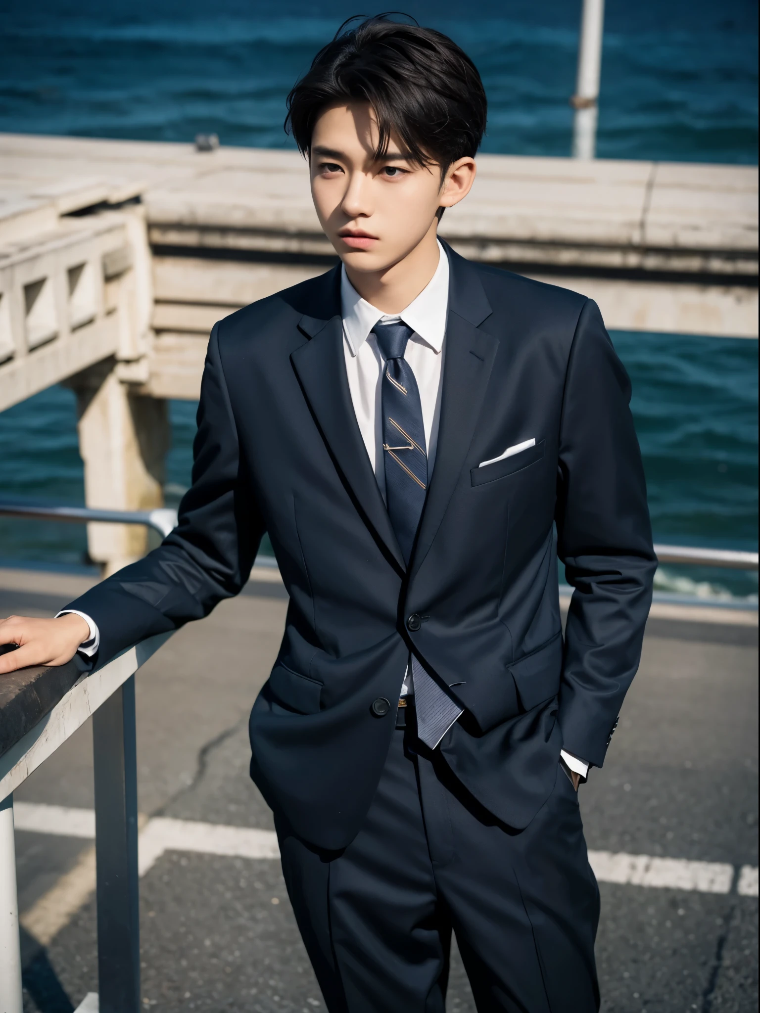 boy, y.o, suit, tie, bridge