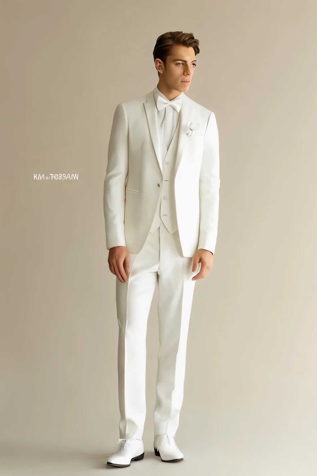 arafian man in a white business suit and white shoes standing in a studio, white business suit, wearing a white tuxedo, wearing white business suit, masterpiece w 1024, with a white, offcial dress, white business suit and black tie, Varia suit, formal suits, White solid color!!!!!, elegant suit, sleek white, Deluxe suit, Three-piece