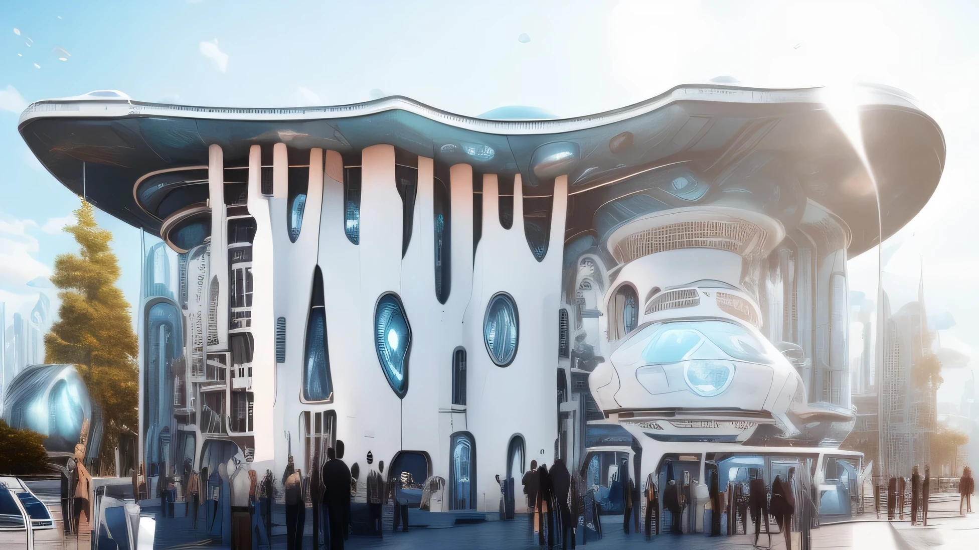 light blue and white style, The city of the future, surreal atmosphere, transparent pubic hair, crystal, User interface icons, studio light, Overclocked renderer, 8K