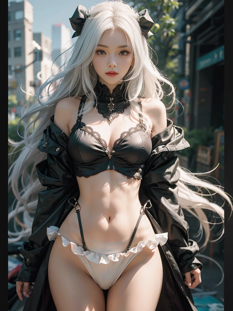Close-up of woman with white hair and white mask、beautiful character painting、guweiz、Artwork in the style of Gwise、white haired god、Jan J、epic exquisite character art、Stunning character art、Fanchy、Uzunsifan、Guweiz on the Pixiv art station,Faces of reality,Real people,Photo quality,Real person footage captured on camera,Shooting from the waist up,