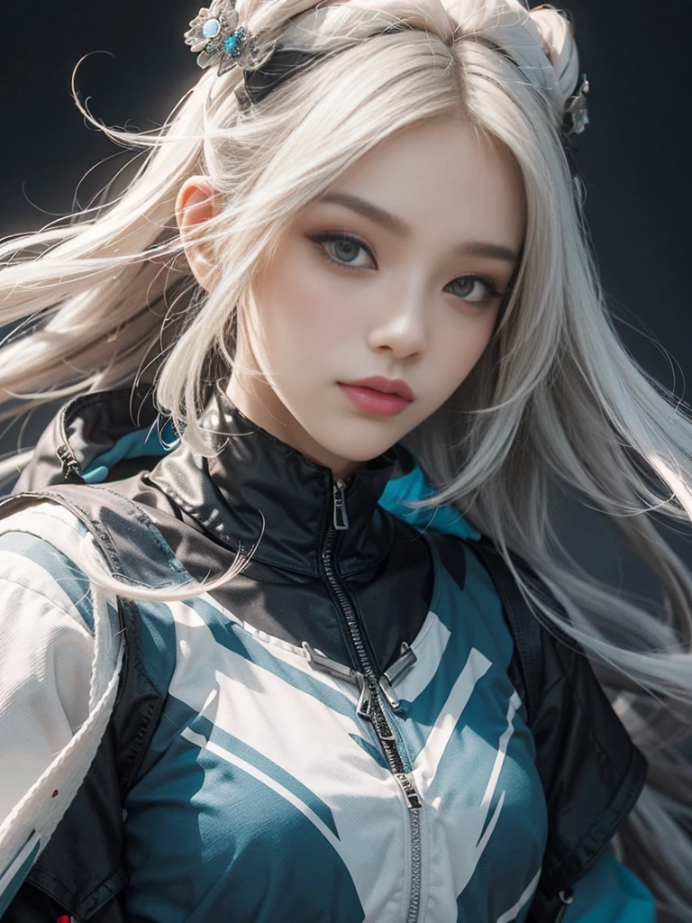 Close-up of woman with white hair and white mask、beautiful character painting、guweiz、Artwork in the style of Gwise、white haired god、Jan J、epic exquisite character art、Stunning character art、Fanchy、Uzunsifan、Guweiz on the Pixiv art station,Faces of reality,Real people,Photo quality,Real person footage captured on camera,Shooting from the waist up,