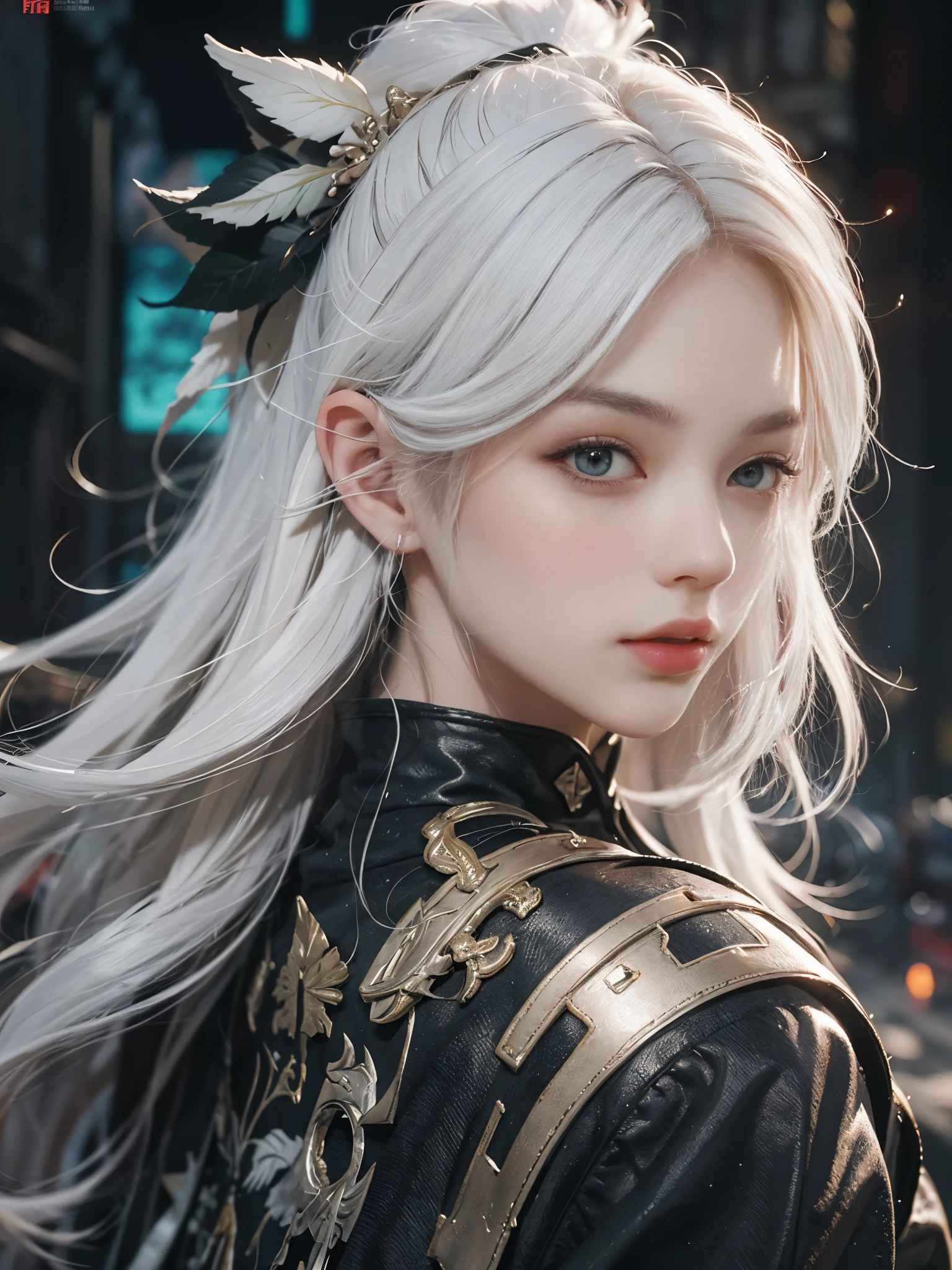 Close-up of woman with white hair and white mask、beautiful character painting、guweiz、Artwork in the style of Gwise、white haired god、Jan J、epic exquisite character art、Stunning character art、Fanchy、Uzunsifan、Guweiz on the Pixiv art station,Faces of reality,Real people,Photo quality,Real person footage captured on camera,Shooting from the waist up,