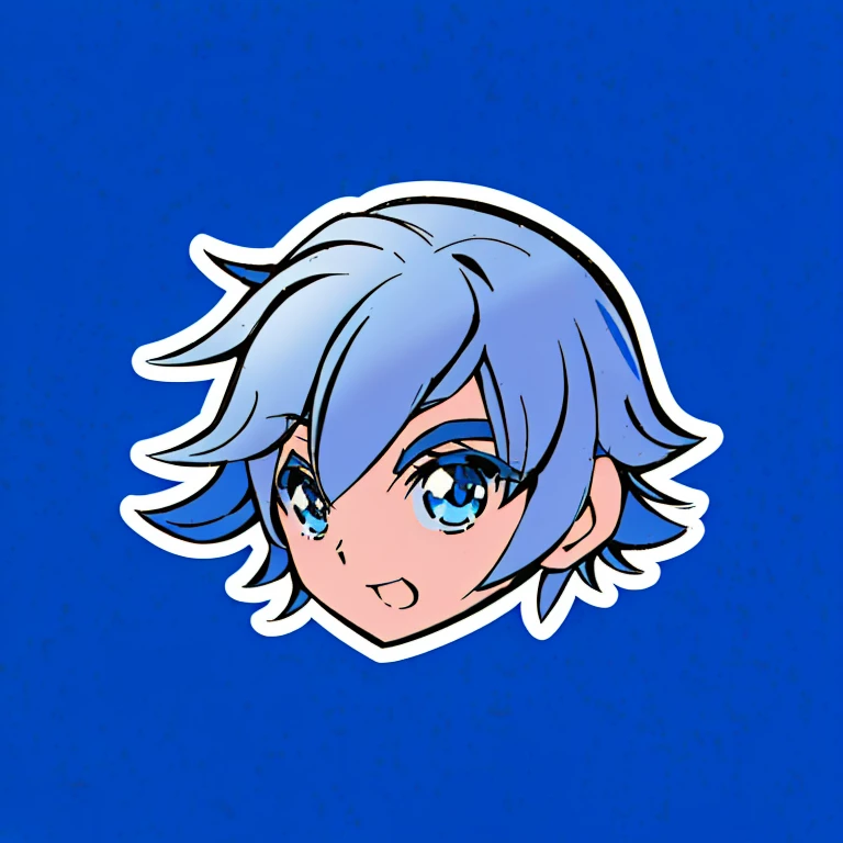 menino anime com olhos azuis e cabelos grisalhos em um fundo azul, 2 d estilo anime, Fubuki, modelo live2d youtuber virtual, 2d icon, 2 d anime, personagem estilo anime, Gatilho Estilo de Arte de Anime, rosto azulado, 8k!!, Chibi, cara de anime bonito, sombreamento estilo anime plano, Wataru Kajika