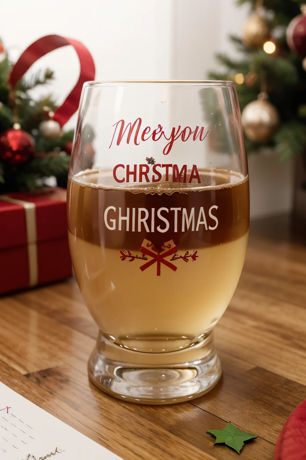 Create a personalized gin glass with Merry Christmas written on it