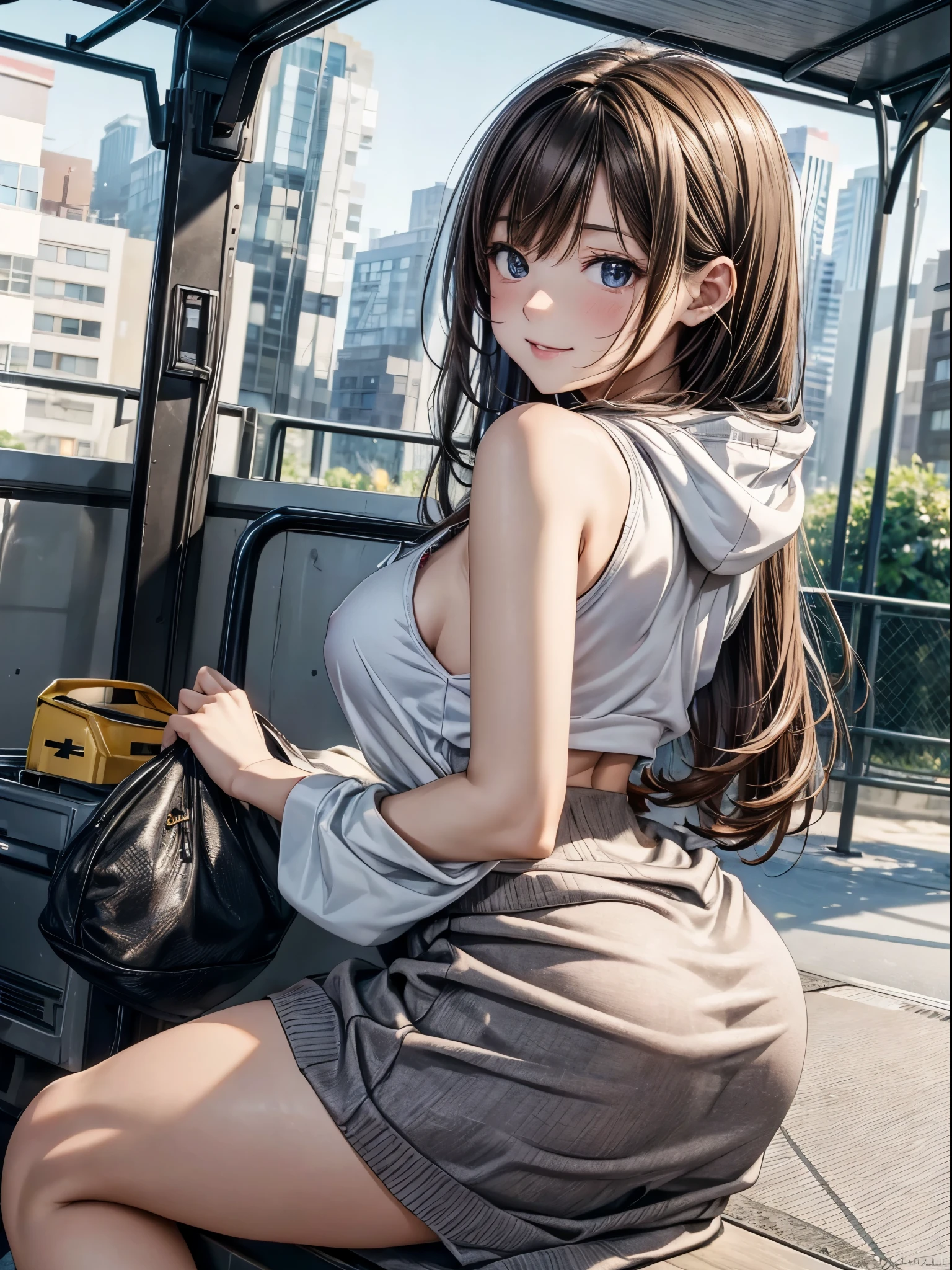 ((Browsing Caution:1.4, masterpiece, highest quality, High resolution, 超High resolution, Perfect Pixel, Depth of written boundary, 4K, RTTX 10.0, High resolution))), (One girl:1.3), Beautiful Anime Girls, Beautiful art style, Anime characters, ((Long Hair, bangs, Dark brown hair, ponytail)), ((Beautiful eyelashes)), ((Detailed face, Blushing:1.2)), ((Smooth texture:0.75, Realistic texture:0.5, Anime CG Style)), Perfect body, Slender body, (Adult woman climbing the stairs), (sweater:1.2), (Checkered pleated skirt:1.2), Angle from the front, Station stairs, (Lift up your skirt yourself:1.2), ((A stylish light blue satin panty with gorgeous decorations:1), (Light blue with white lace side-tie panties)), Beautiful thighs, Embarrassed look