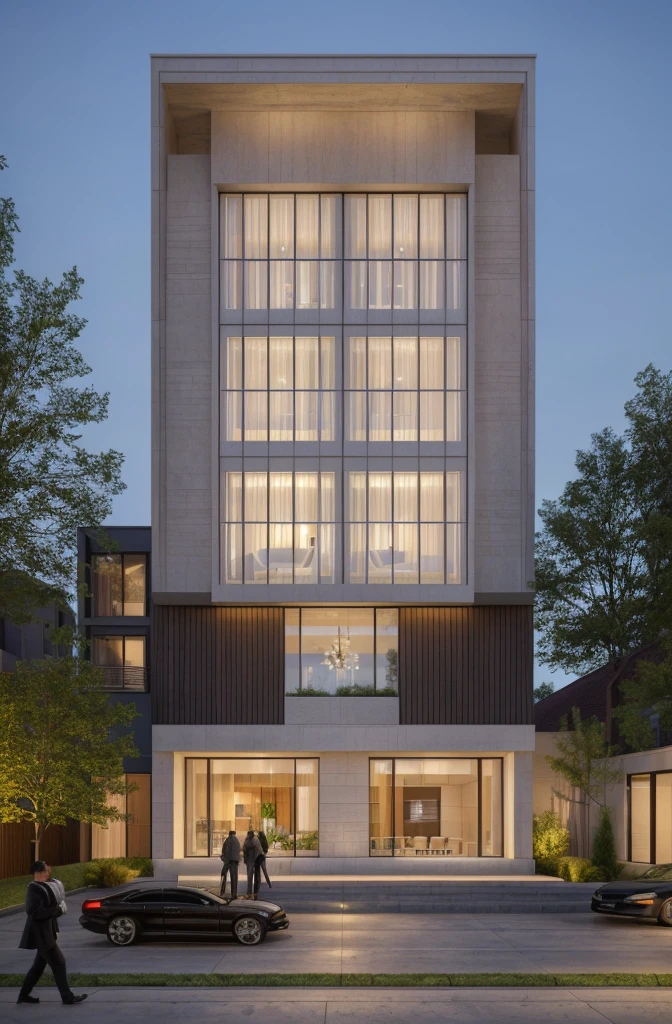 (masterpiece),(high quality), best quality, real,(realistic), super detailed, (full detail),(4k),8k, modern house exterior design, Modern architecture, whitewall, Sandstone GRAY, Beautiful_sky, SUNSET, no_humans, outdoors, sky, tree, Garden flower front of building,