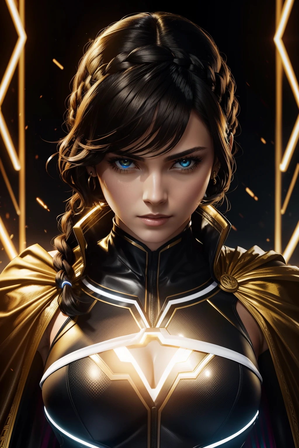((From a beautiful & perfect face to a hot waist)) superheroine masterpiece hyperrealist & photorealist beauty young astonishing anime, pearly perfect skin (short bob cut hair) in realistic & hyperdetailed combat body plugsuit with cape & scarf in 8k, full HD vines, detailed artistic, aesthetic, midnight aura, glowing, glamour, glow, shadows, developed by Unreal Engine 5, Ultra Sharp Focus, Art by Alberto Seveso, Sci-Fi, Intricate Artwork, golden Ratio, epic, HR Giger STYLE, highly detailed, vibrant, UHD 8K