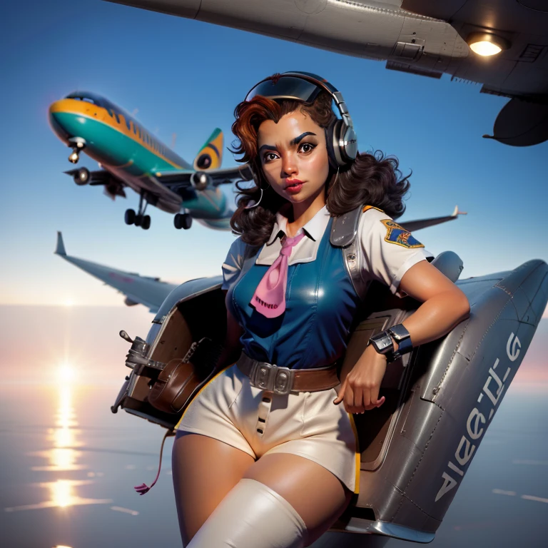 jovencita, Retro futurista, Second World Airplane Pilot.