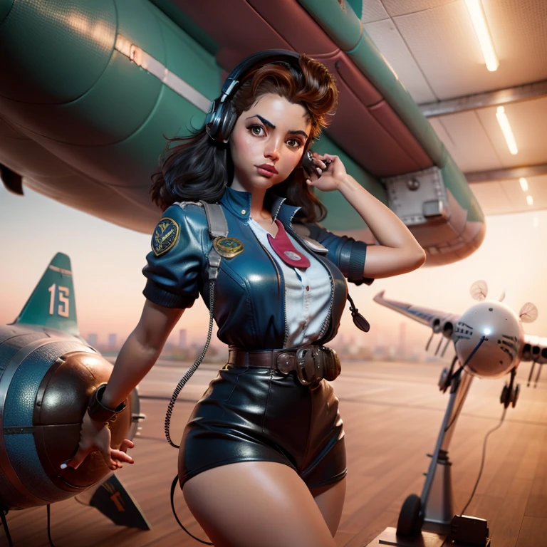 jovencita, Retro futurista, Second World Airplane Pilot.