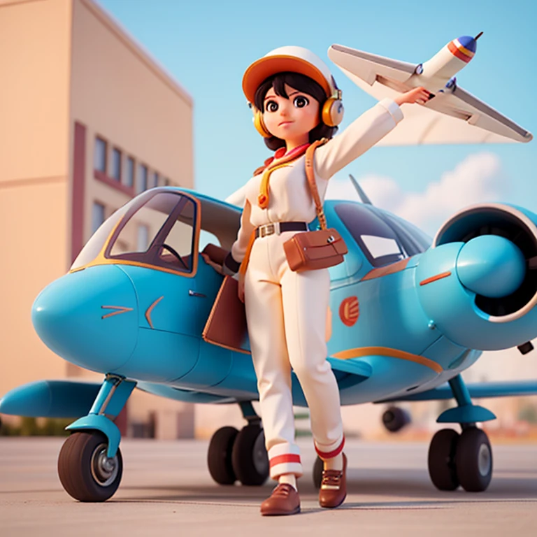jovencita, Retro futurista, Second World Airplane Pilot.