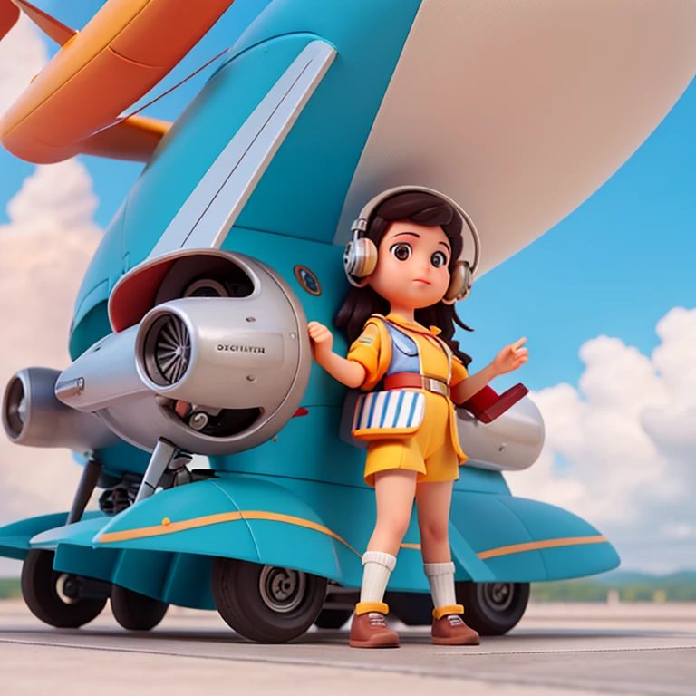 jovencita, Retro futurista, Second World Airplane Pilot.
