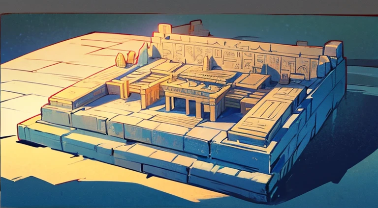 ((masterpiece)), (egyptian temple), (ancient egyptian city 2), ((highly detailed)), (made of blue stone bricks 3)