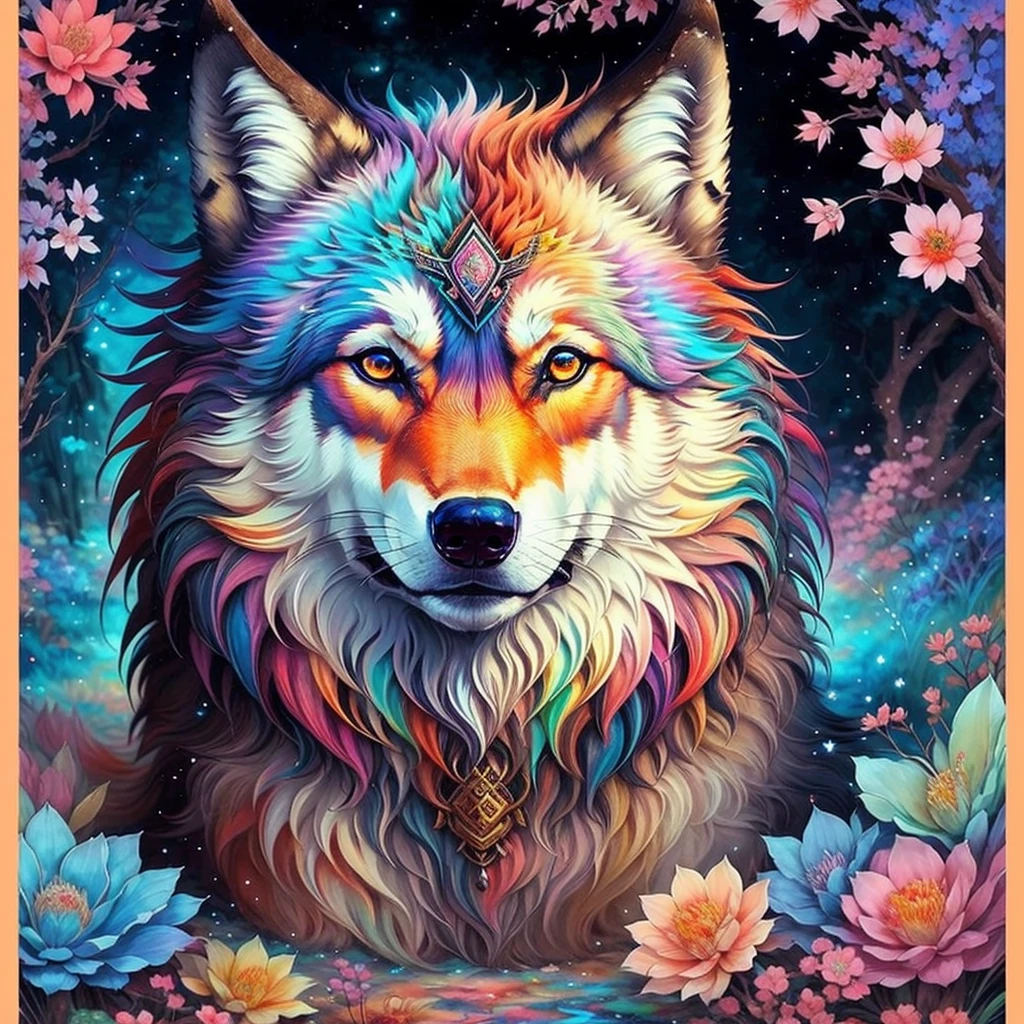 wolf,Deities、quillings、Art Book、Japanese ancient matters、yang08k,Beautiful,Colorful,Masterpieces。
of the highest quality,Best Quality,official Art Book,
#v1 and beauty,Vivid pastels、