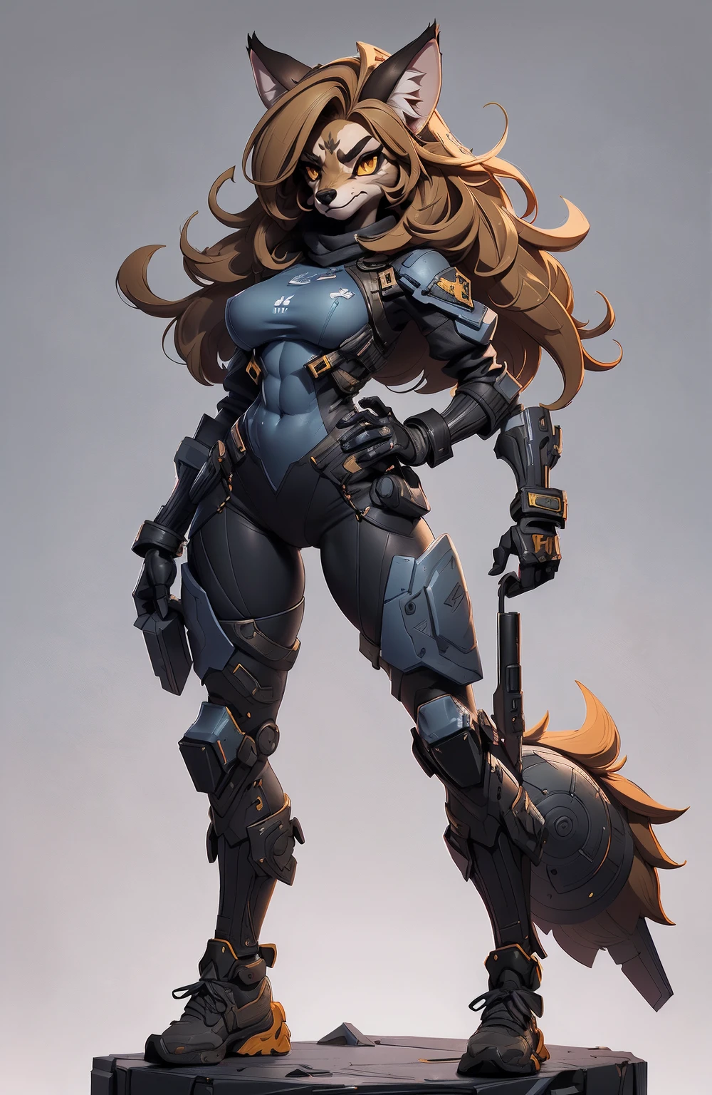 ((full body)),((furry wolf)),11:23(((Best quality: 1.4))),(Unparalleled tmasterpiece), (hyper HD),(Hyper-realistic 8k CG)、(dark colored hair) ((( body))), (((1 girl in))), 25-year-old American soldier with perfect body,,Beautiful and well groomed face,muscular body:1.2,Solid royal blue jacket with details, (Pictures from head to thighs), Complex equipment,,long trousers,The clothes inside are dark,Clothes with armored metal electronic parts, Poison tattoos ),Gorgeous and fearless female warrior, fit and muscular body, military shirt, bshoulder, Dark blonde hair, tattooed arms, Full detail on the face, Killing eyes, high detal, actual, Photoquality, high high quality, (photoactual:1.4), The content is very detailed, tmasterpiece, high high quality shadow,((furry)),wolf