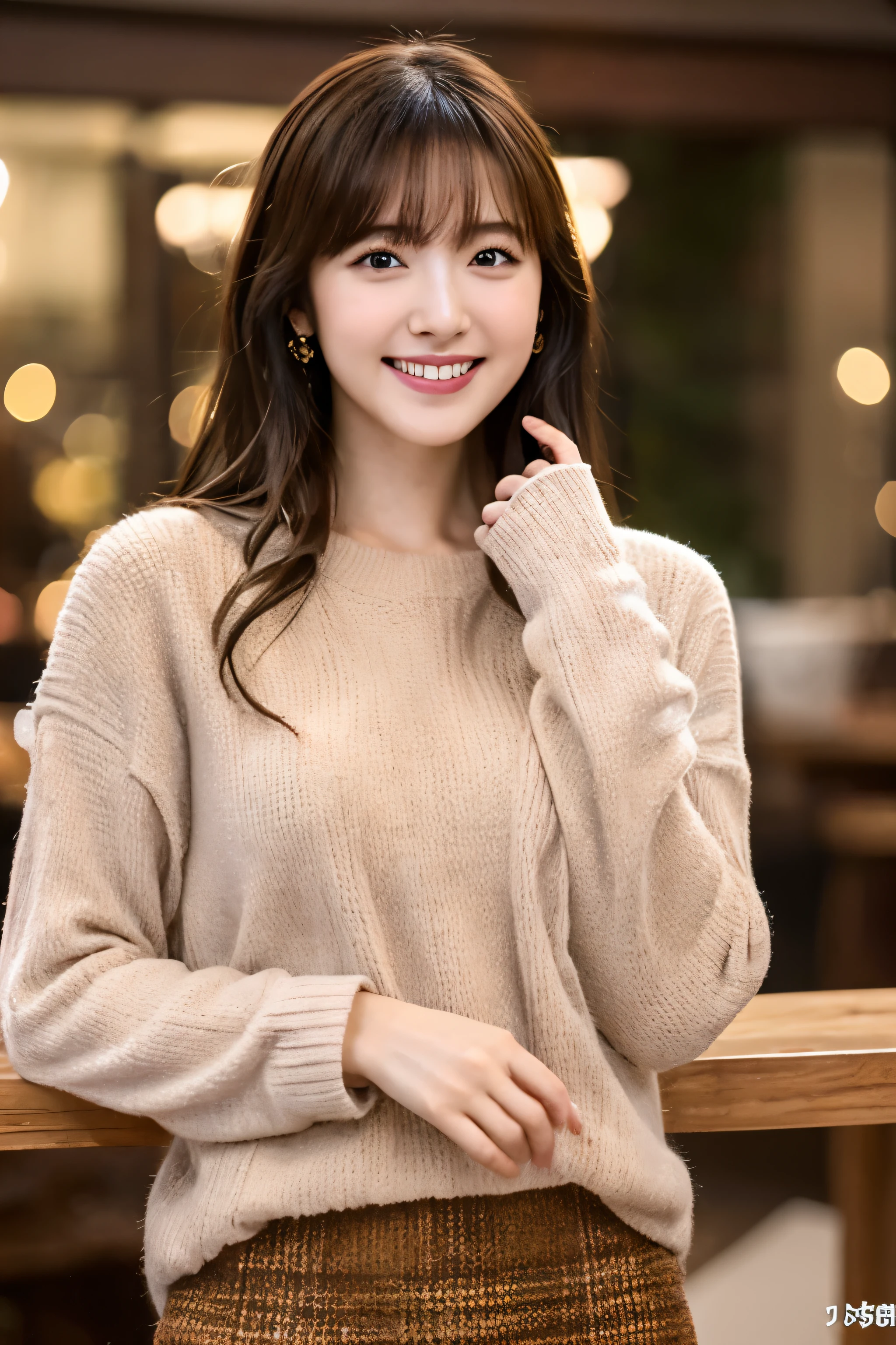 8K、Best Quality, nails are being hammered,超A high resolution:1.2, (Photorealistic:1.4)、masterpiece:1.3、Do not show your breasts、Raw photo、Smaller chest (FULL BODYSHOT:1.6、side from:0.7)、middlebreasts、realistic eyes and face details:1.3、dual、(the perfect body : 1.1)、(short wavy hair : 1.2)、Fashionable clothing、Cute winter clothes、Cute clothes、Check skirt、thighs thighs thighs thighs、Girl in 1、Cute、natural skin textures:1.2、 (Shy smile)、 :1.2, (Brown bob hair,Bangs)、nogizaka、Beautiful black eyes:1.3、The camera is from a little lower、I don't need a background