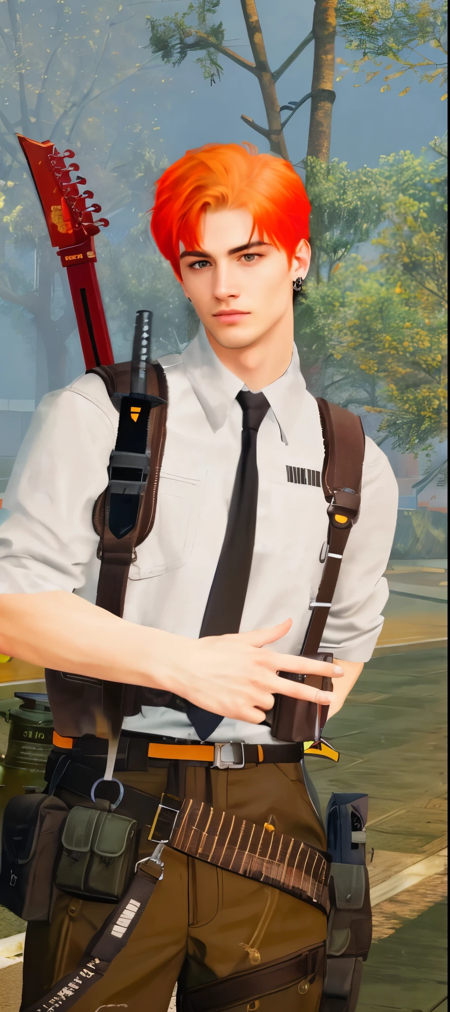 best quality, ultra photorealistic, photorealism, 8k, photograph, photo of a young man, jacket, ear studs, gray scarf, sweater, short windswept light brown hair, fit, beautiful, (effeminate), (shaved), eyeliner, standing on the walkway, background is a crowded street, bokeh, rain, humid, overcast, artificial lights, detailed face and eyes, higly detailed skin, 8k uhd, sharp focus, professional, best quality