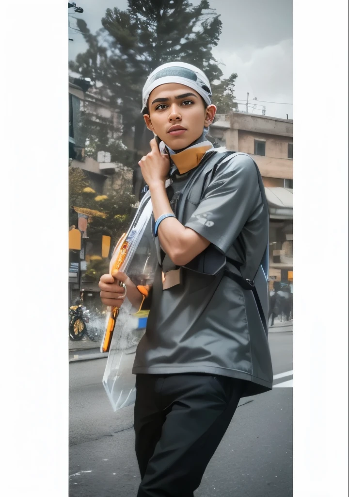 Boy with futuristic background realisti C face 8k ultim high quality