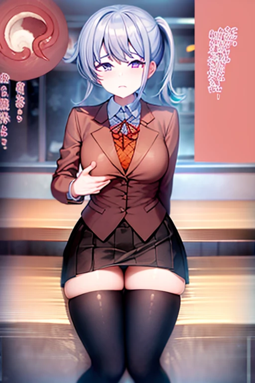Best doujin sex scene in jk uniform skirt and thighhigh stockings, half naked shirt open skirt pulled up, she wants to keep a secret making a gesture, doggy style sex from behind, eroge cgi, show nsfw