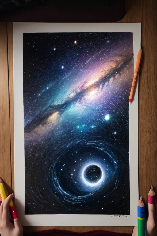 Child 1 year old Drawings of various universe, beautiful.