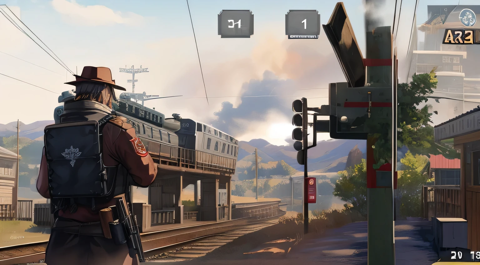 Faith has a gun,Holding a gun in front of a train, The train in red dead redemption 2, 视频game screenshot>, 2020 视频game screenshot, Gameplay remains, game screenshot, game screenshot, Violent conflict escalates, 视频game screenshot, Dieselpunk train station, 视频game screenshot, pc screenshot