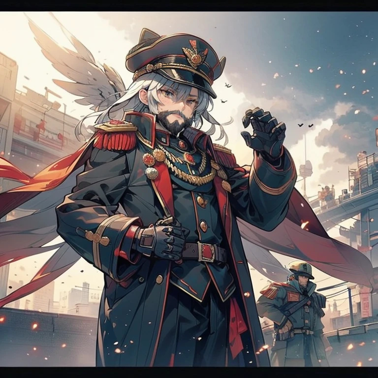 frontage,army suit,Military coat,Soviet-style,commissar,youth,not wearing beard
