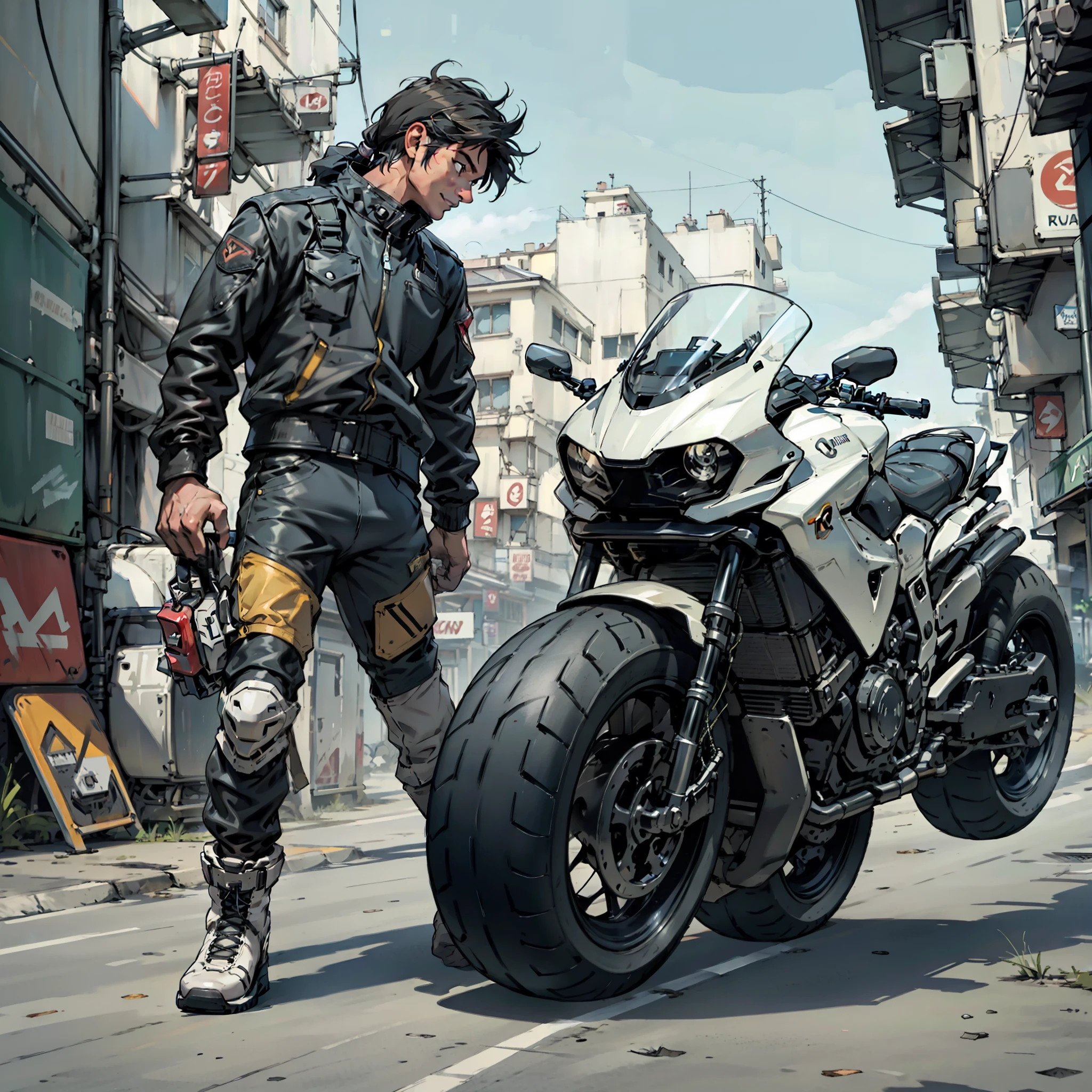 grown man、Motorcycles、voyage、horizon、camp、Let loose、triumph、shelmet、Rider jacket、leather pant、Boots