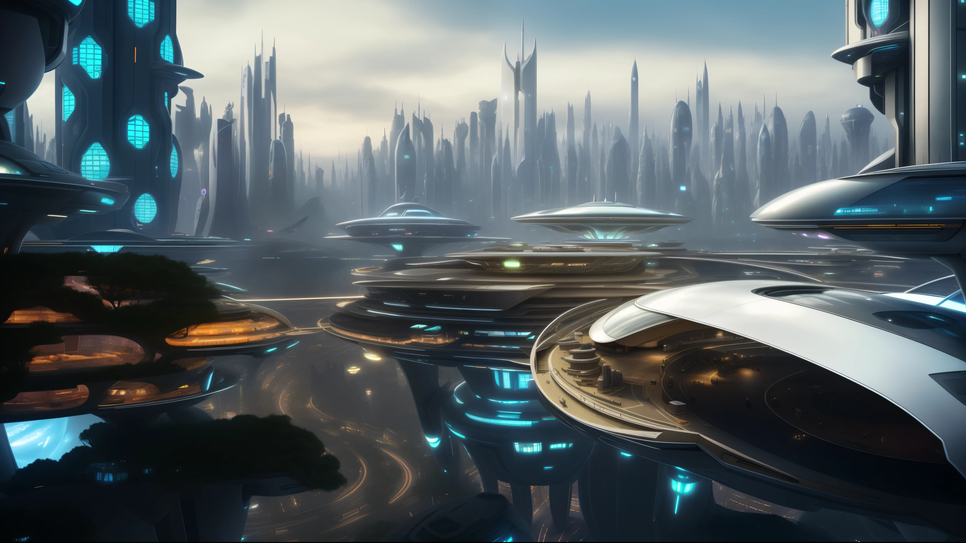 futuristic city with futuristic buildings and futuristic apartments shaped like flying saucers, beautiful city of the future, city of the future, futuristic utopia, otherwordly futuristic city, futuristic utopian fantasy, futuristic setting, futuristic city, futuristic utopian city, in fantasy sci - fi city, futuristic utopian metropolis, in a future city, hyper-futuristic city, futuristic scifi