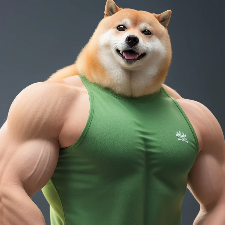Solo,a professional photo of [(((buff Swoledoge))):buff Swoledoge:8], grinning, dog body,using dumbbell,cinematic dramatic light, smooth transition, bokeh,simple background,looking at viewer,Tank tops