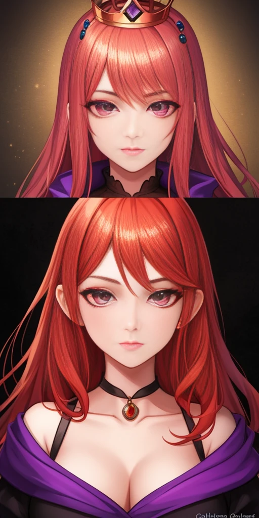 a drawing of a woman with red hair and a crown on her head, maiden with copper hair, portrait of a queen, detailed character portrait, d&d character head portrait, baldur's gate character portrait, portrait of a dnd character, sansa, liliana vess, dnd character art portrait, charlie bowater character art, d & d character portrait