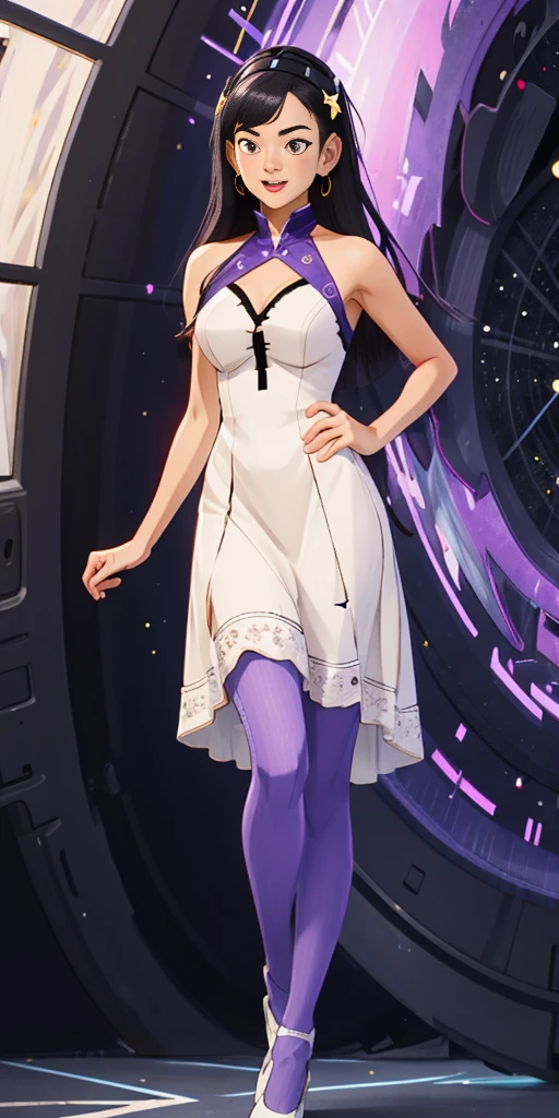 (hyper extreme detailed:1.5), (masterpeace:1.2), (hyper extreme:1.2), (photorealistic:1.2), (CG:1.2), (llustration:1), (novel illustration:1), (game cg:1),(large filesize:1),(decensored:0),(contentious content:1),(nomal anatomy:1), (perfect anatomy:0), (good anatomy:1.0), (perfect body:0), (reproduced face:0),(solo,1girl:1.5),indoors,(pregnant,nomal navel:0),(:0),(cum in :0),(impregnation:0),(ahegao smile:0),(orgasm:0), (nipples,,completely nude,nude:0),(spread legs:0),(standing:1),(sitting:0), Stardust_Trail,purple pantyhose, white dress,