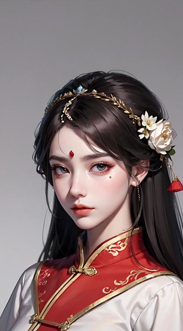 a close up of a woman in a traditional chinese dress, Princesa chinesa antiga, ancient asian dynasty princess, chinese empress, 宮 ， A girl in Hanfu, Wearing ancient Chinese clothes, China Princess, inspired by Xie Huan, Inspired by Guo Xi, Imperial royal elegant clothing, Inspired by Li Tang, Inspired by Qiu Ying, Inspired by Lanying, (hyper realisitc), (Lighting), (A high resolution), (8K), (Very detailed best newsletter), (Beautiful and detailed eye quality), (ultra - detailed), (tmasterpiece), (Detailed faces)