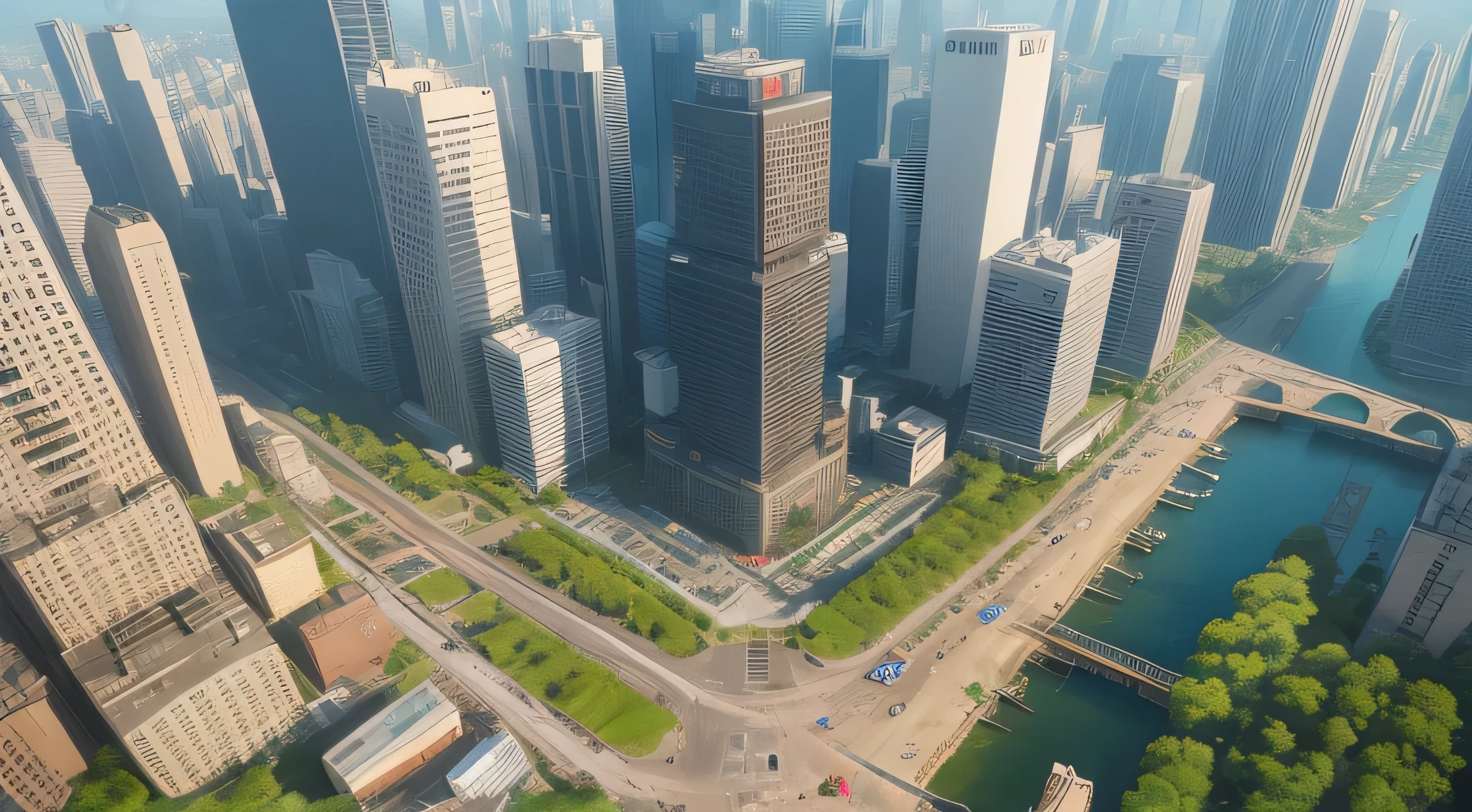 CYBER CITY FROME A DRON VIEW HYPERREALISTIC HD 8K