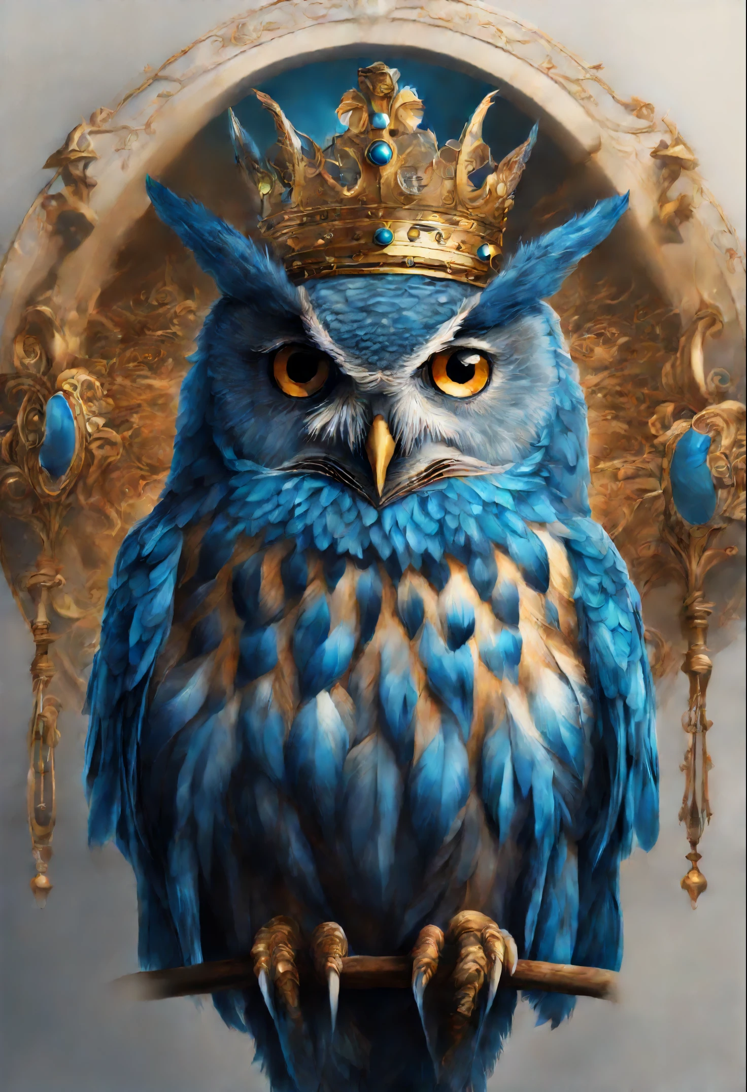 Маленький совенок there is a blue owl with a crown on its head, 8k high quality detailed art, 4k high detailed digital art, 4K highly detailed art, high detailed digital artwork, 4k detailed digital art, high detailed digital art, detailed painting 4 k, Digital art with high detail, high detailed digital art, Highly detailed 4K graphics, digital painting highly detailed