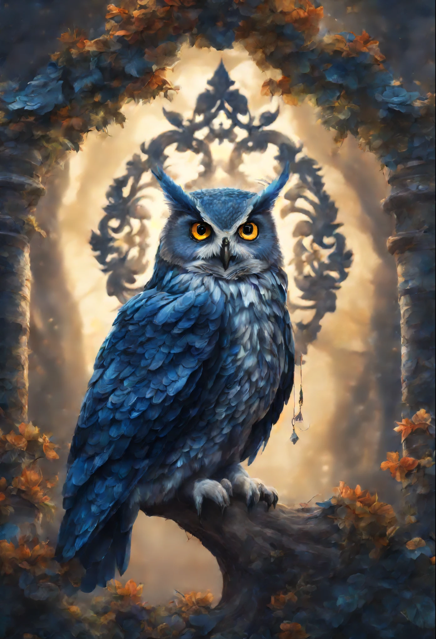 Маленький совенок there is a blue owl with a crown on its head, 8k high quality detailed art, 4k high detailed digital art, 4K highly detailed art, high detailed digital artwork, 4k detailed digital art, high detailed digital art, detailed painting 4 k, Digital art with high detail, high detailed digital art, Highly detailed 4K graphics, digital painting highly detailed