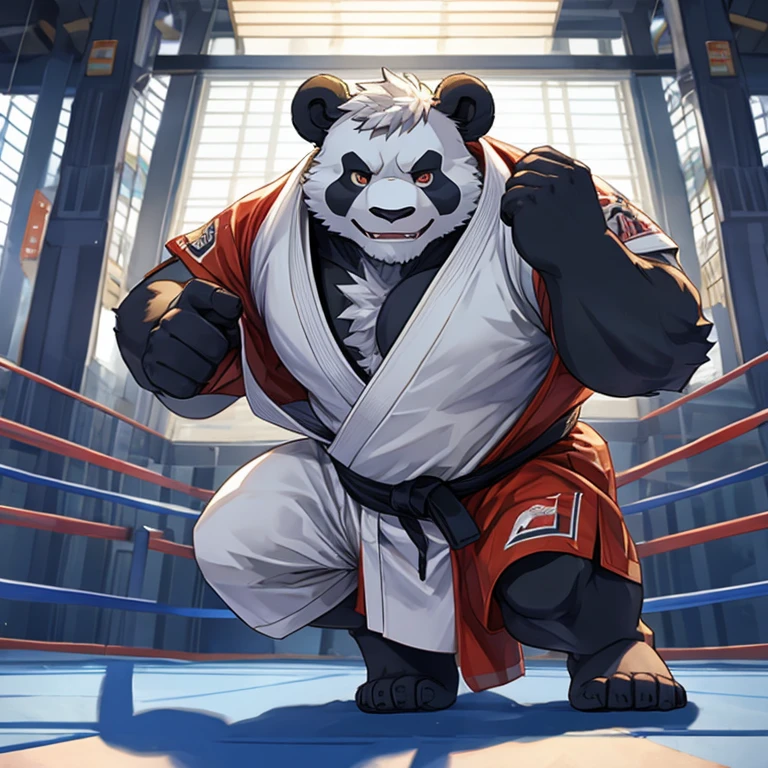 a panda,strong,Detailed character details,judo