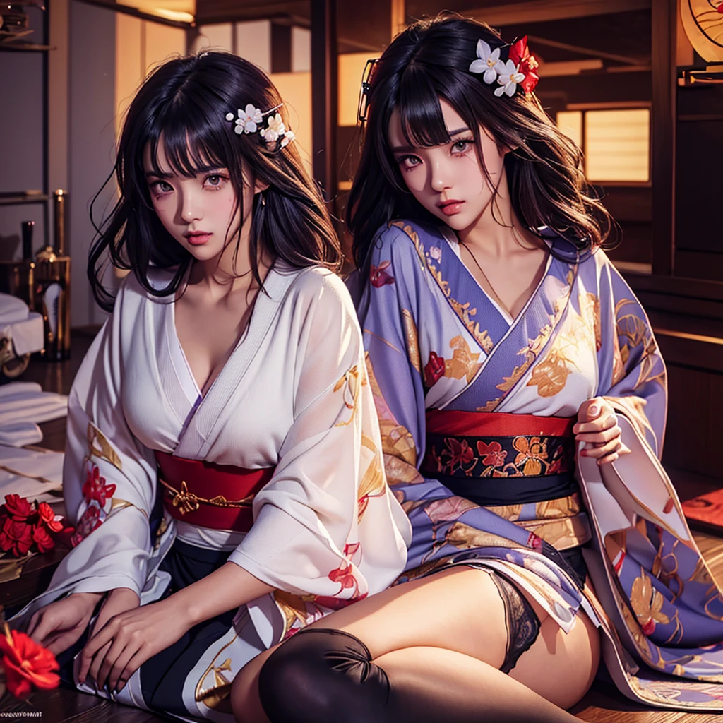 Raidan Shoghn from genshin impact, (((master piece))),(hyper quality::1.5), Hyper Detailed,Perfect drawing,3D,8K Illustration、(((clearface)))、Hi-Res、1 persons、 lady、Beautiful skins、Lustrous hair、(((beautiful kimonos)))、((Luxury underwear))、(((Beautiful underwear)))、Japan background、nice background、((beatiful backgrounds))、(((Detailed drawing)))、Perfect Beautiful Girl、((Perfect Photo))、((emotional))、((Luxury))、spot light、Anime girl in kimono costume with red flowers in her hair, in a kimono, in a kimono, beautiful anime girl squatting, guweiz, Seductive Anime Girl, guweiz on pixiv artstation, artwork in the style of guweiz, guweiz on artstation pixiv, guweiz masterpiece, Ilya Kuvshinov. 4 k