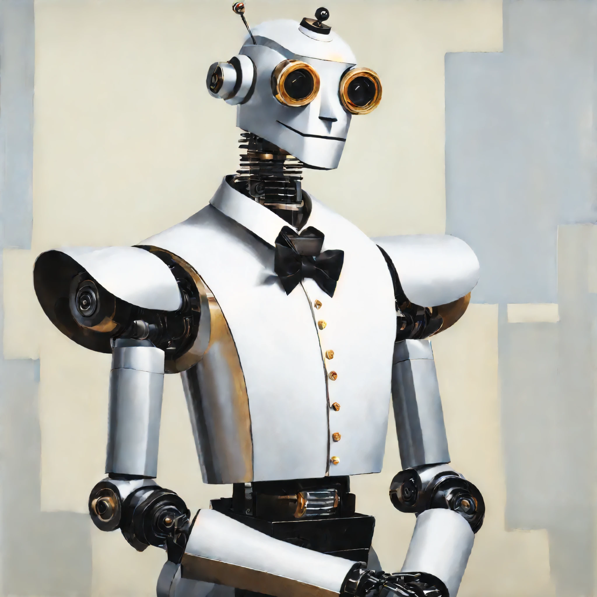 masterpiece, portrait, Robot wearing butler's clothes, striking pose
