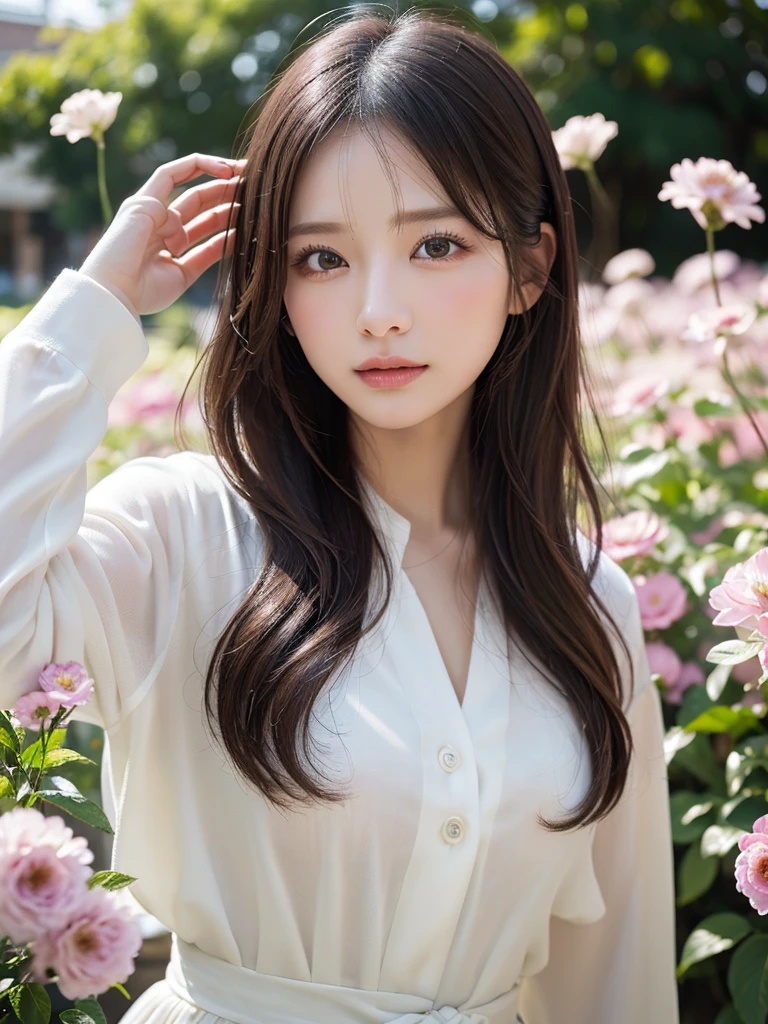(Realistic, photo-Realistic:1.37), (masutepiece), (Best Quality:1.4), (超A high resolution:1.2),(Raw photo:1.2), 1girl in、femele、Wavy black hair、shorth hair、bluntbangs、green colored eyes、Business suits,finely eye and detailed face、8k wallpaper、intricate-detail、BREAK、kaleidoscope background、Symmetrical pattern、vivd colour、Geometric shapes、mesmerizing designs、optical 、ダイナミックコンポジションBREAKは、pantomime art、expressive body language、Active Pose,Quiet storytelling、evocative gestures、 visual narratives、演劇BREAK、blooming flowers、The scent of colorful petals、nature's bounty、vibrant gardens、Tranquil landscape,full body Esbian