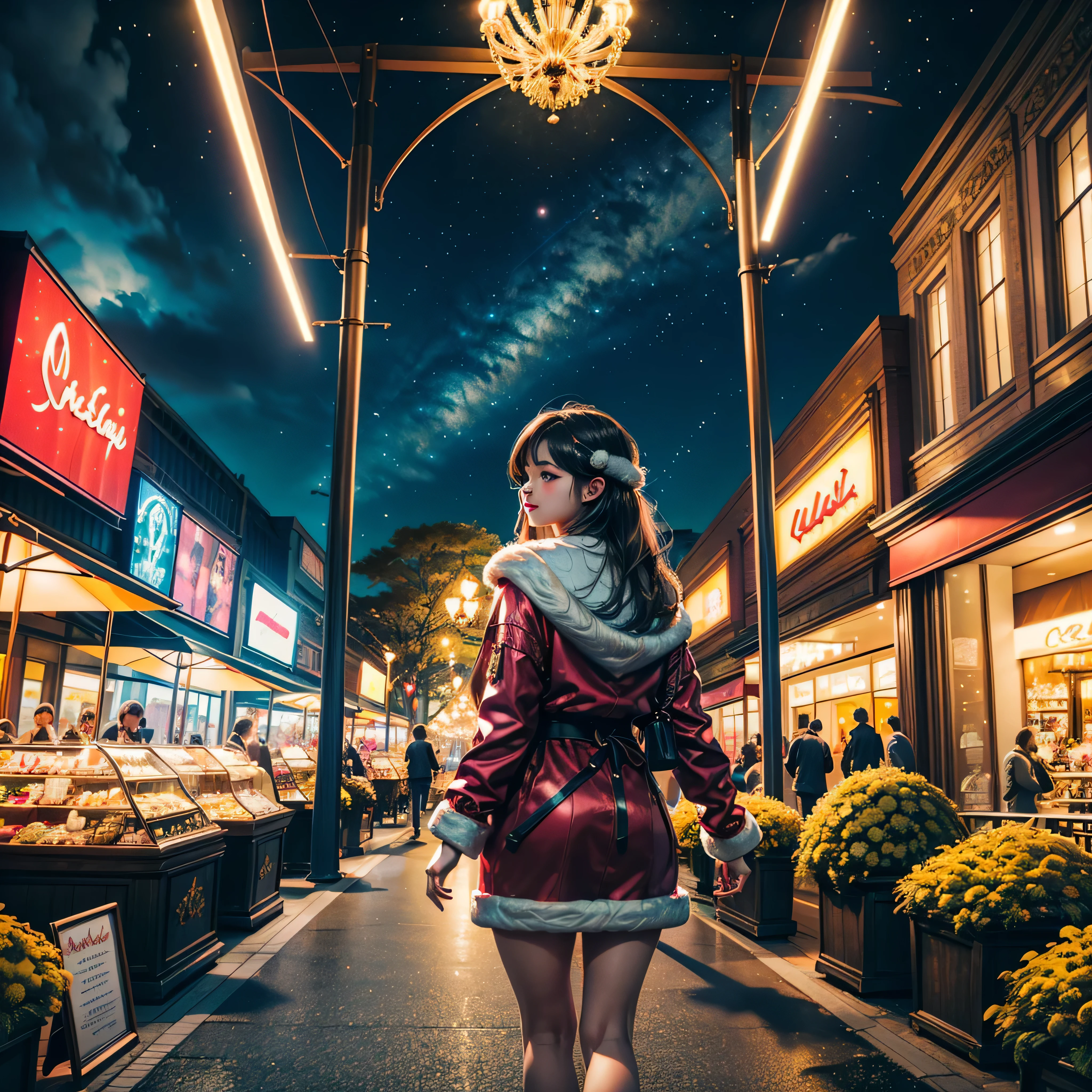 (((Vector illustration style))),Vibrant colors, magical ambiance, Whimsical, Sparkling, Fantasy Christmas World,vibrant with colors, vivd colour, Magical atmosphere, Whimsical, Sparkling,Fantasy Christmas World,Inside the Christmas mall,The huge Christmas tree hung with lights、pompon、Christmas socks,Christmas pendants,Piles of gifts placed under the tree。A young couple and a child admire the Christmas decorations in the mall,Surrounded by performers in Santa Claus costumes and Santa Claus statues。The Christmas mall like a fairy tale world,full of magic, (Ghibli-like colours, pov, first-person view, accurate, anatomically correct, super detail, high details, high quality, award winning, best quality) 🎈🍦🍹❤🔆🕡(😘👩🎀👗⚜👒🥿👡🩲💅)🎪🎢🎡🎠 ultra_high-def ultra_Photo-realistic optimal ultra_high-quality opengl-shaders ultra_high-details accurate reflex ultra_high-res perfection volumetric lightning improved Octane_rendues UHD XT3 DSLR HDR 3dcg shadow analogiques extatiques symmetrical beholder sundrop Cinematic_sunlight UnrealEngine5 Ultra Masterpiece deep path Equirectangular_360 varied multi etc. --s 1000 --c 20 --q 20