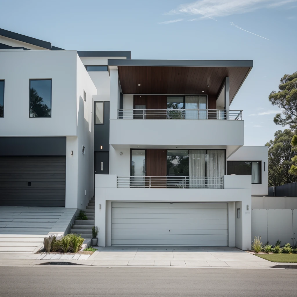 a close up of a house with a driveway and a garage, suburban home, modern style, modern look, residential, elegant style, galvalume metal roofing, commercial photo, high quality rendering, modern setting, rendering, clean lines, modern minimalist, award winning masterpiece, clean lines, stunning lines, crisp smooth clean lines, “ iron bark, professional render