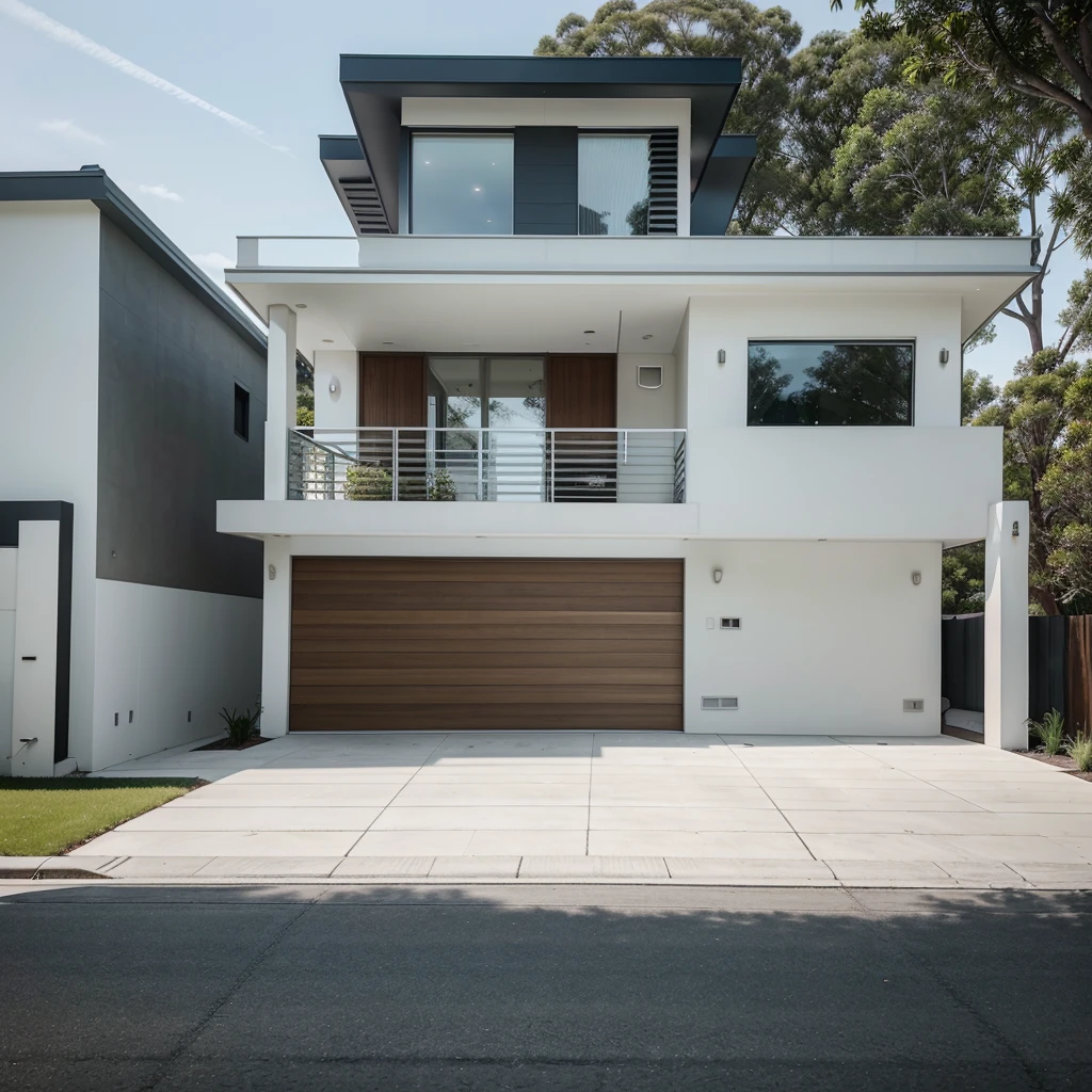 a close up of a house with a driveway and a garage, suburban home, modern style, modern look, residential, elegant style, galvalume metal roofing, commercial photo, high quality rendering, modern setting, rendering, clean lines, modern minimalist, award winning masterpiece, clean lines, stunning lines, crisp smooth clean lines, “ iron bark, professional render
