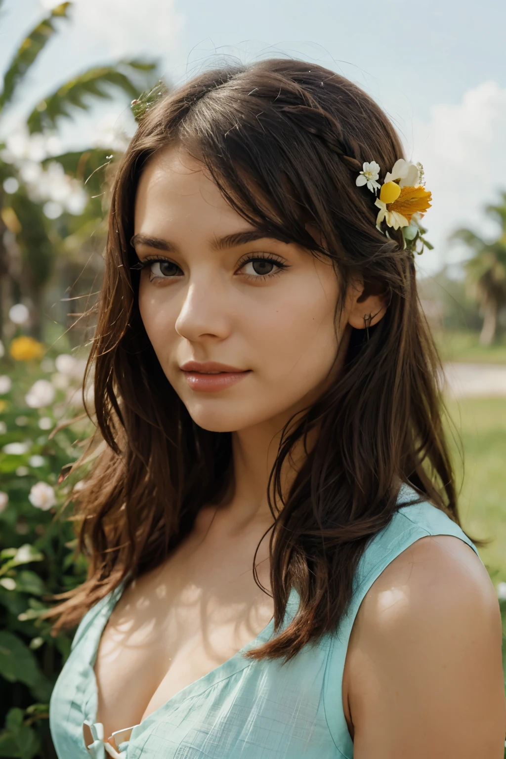 flower in her hair