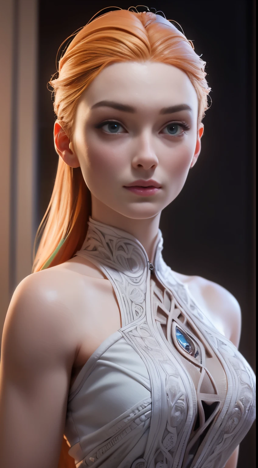 photo of Sophie Turner, RAW, beautiful woman, ((portrait)), ((detailed face:1.2)), ((detailed facial feature, detailed skin, clear skin), (perfect proportioned body), arched back, kneeling, (wearing a colorful dress) (high detailed city environment, apartment balcony), (realistic photo, best quality, detailed), (8k wallpaper), (cinematic lighting, dramatic lighting) (sharp focus, intricate)