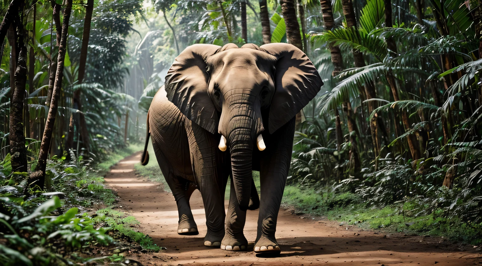 An elephant walking in the jungle，hyper HD，4K