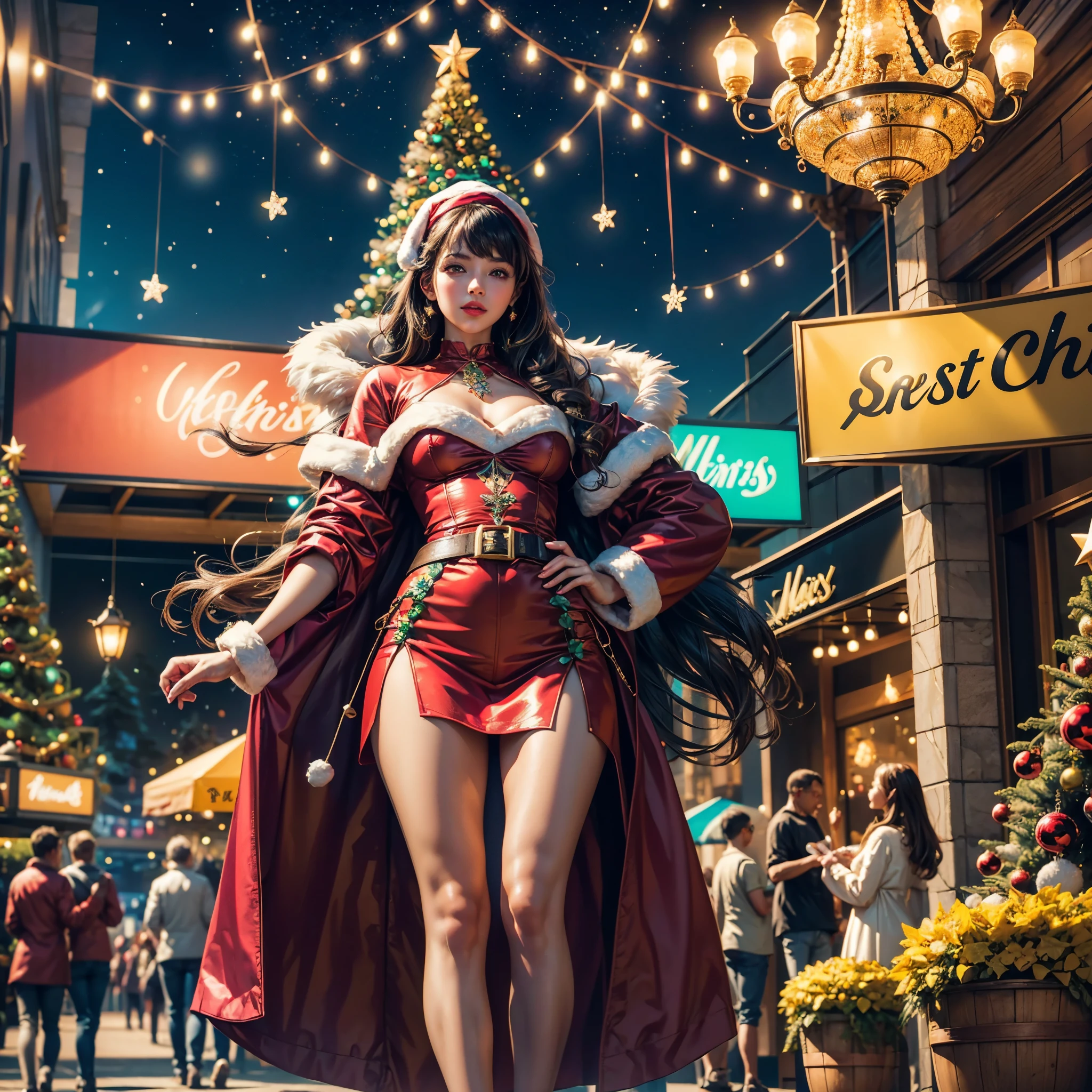 (((Vector illustration style))),Vibrant colors, magical ambiance, Whimsical, Sparkling, Fantasy Christmas World,vibrant with colors, vivd colour, Magical atmosphere, Whimsical, Sparkling,Fantasy Christmas World,Inside the Christmas mall,The huge Christmas tree hung with lights、pompon、Christmas socks,Christmas pendants,Piles of gifts placed under the tree。A young couple and a child admire the Christmas decorations in the mall,Surrounded by performers in Santa Claus costumes and Santa Claus statues。The Christmas mall like a fairy tale world,full of magic, (Ghibli-like colours, pov, first-person view, accurate, anatomically correct, super detail, high details, high quality, award winning, best quality) 🎈🍦🍹❤🔆🕡(😘👩🎀👗⚜👒🥿👡🩲💅)🎪🎢🎡🎠 ultra_high-def ultra_Photo-realistic optimal ultra_high-quality opengl-shaders ultra_high-details accurate reflex ultra_high-res perfection volumetric lightning improved Octane_rendues UHD XT3 DSLR HDR 3dcg shadow analogiques extatiques symmetrical beholder sundrop Cinematic_sunlight UnrealEngine5 Ultra Masterpiece deep path Equirectangular_360 varied multi etc. --s 1000 --c 20 --q 20
