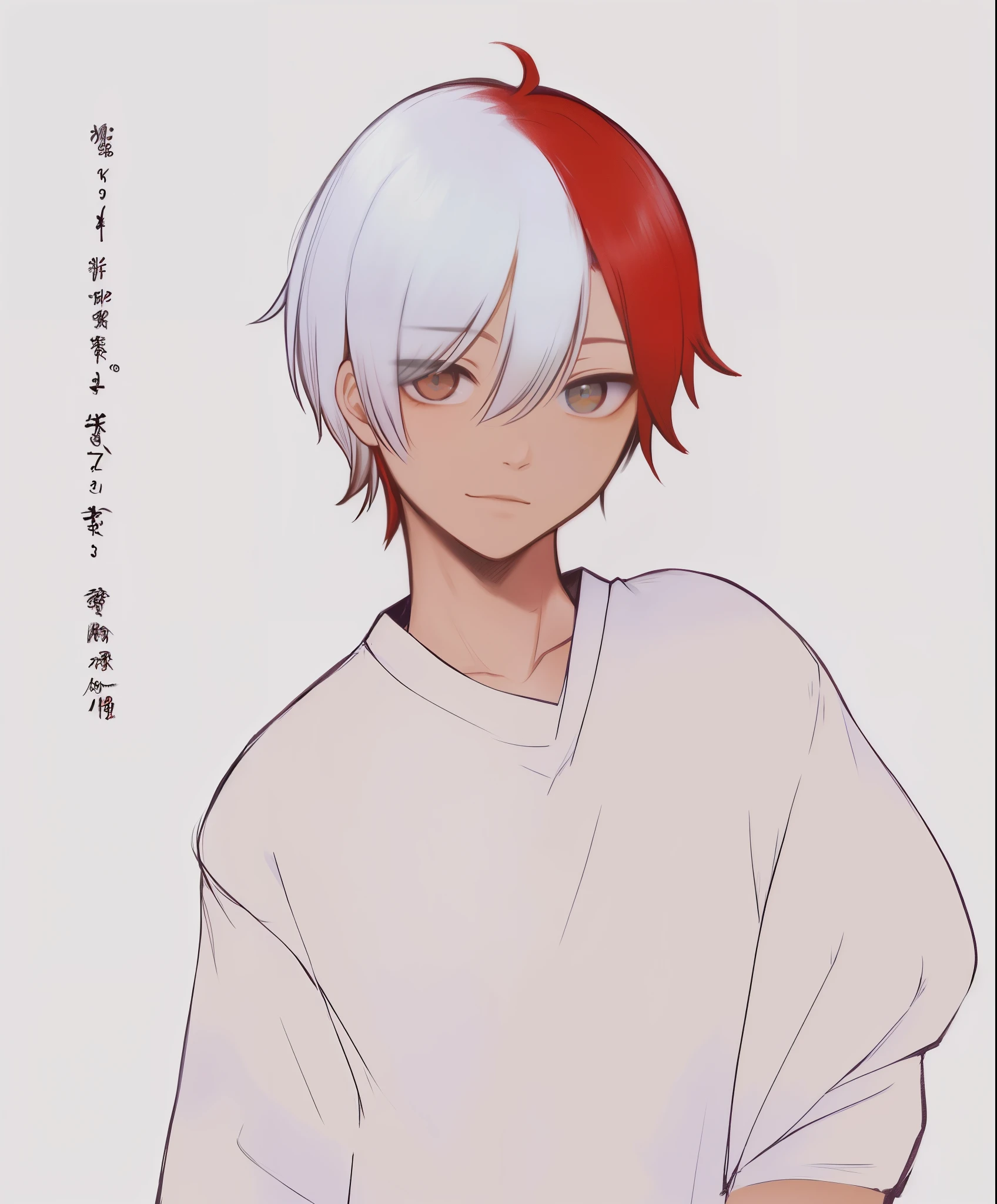 um desenho de um homem com cabelos brancos e ruivos, Pin no anime, em estilo anime, ( ( ( Yoh Yoshinari ) ) ), em estilo anime, kaneki ken, menino anime, cabelos brancos, estilo anime masculino, Ken Kaneki, cara de anime alto com olhos azuis, apenas estilo anime, com cabelos brancos curtos e bobbed