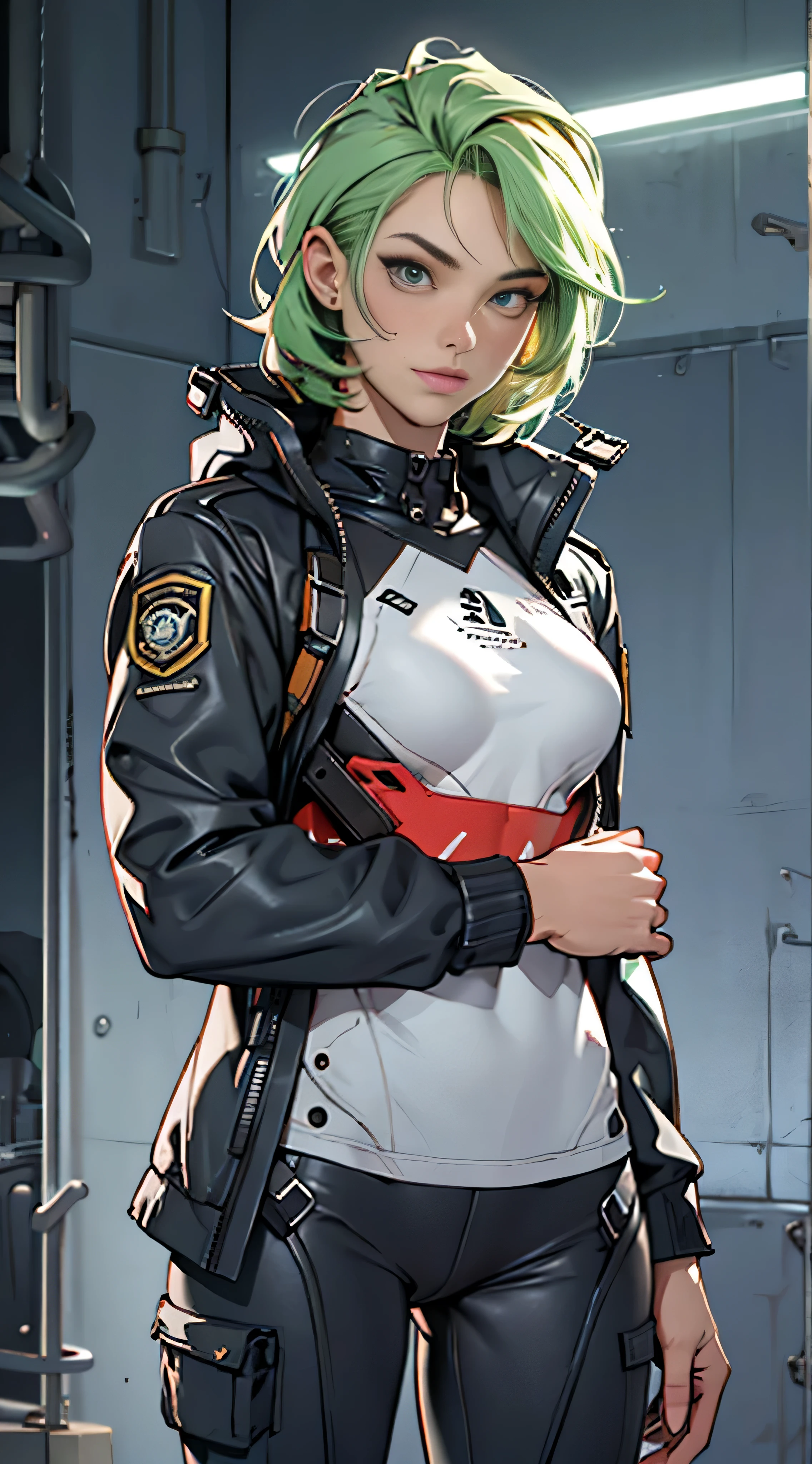 11:23(((Best quality at best: 1.4))),(Unbeatable masterpiece), (hyper HD),(Hyper-realistic 8k CG)、(Light green hair) ((( body))), (((1 girl in))), 25-year-old American soldier with perfect body,,Beautiful and well-groomed face,muscular body:1.2,Solid royal blue jacket with details, (Pictures from head to thighs), Complex equipment, Purple coat,long trousers,The clothes inside are gray,Clothes with metal electronic parts,Tech Armor )