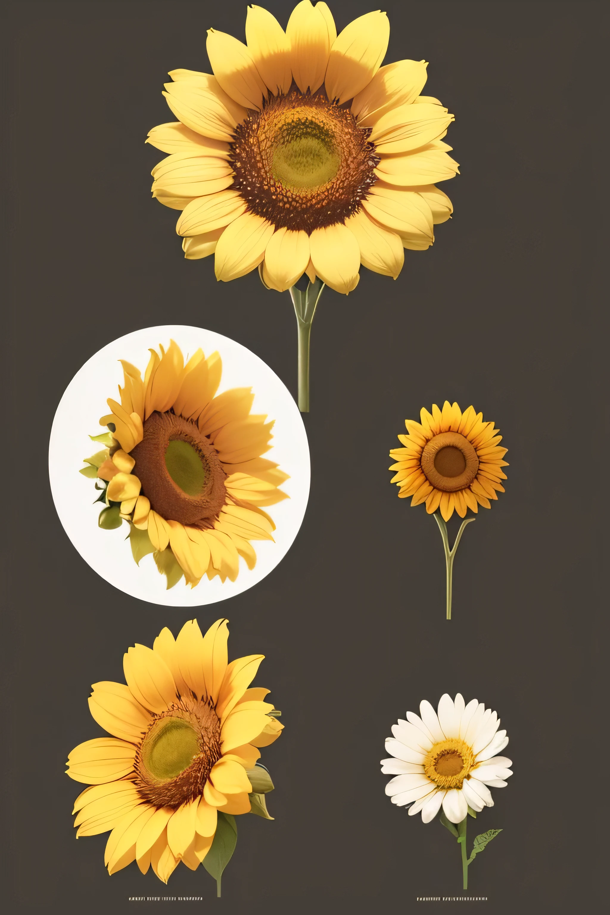"Produce single sun flower illustrations using a minimalist style and vector techniques. Focus on simple elements and geometric shapes, with an emphasis on clarity and balance. Choose a calm and harmonious color palette to create a clean and elegant look. Make sure each element has minimalist details but able to convey the beauty of the flower as a whole. Use a balanced composition, and make sure your design reflects a minimalist aesthetic with a contemporary touch."