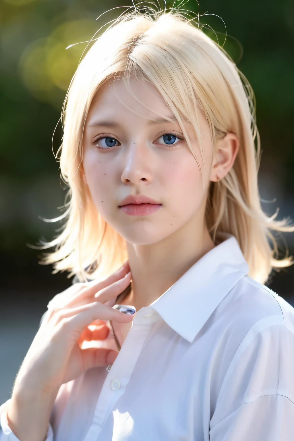 Blonde boy sagging eyes blush